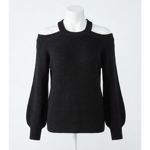 NEW ENTRO cold shoulder sweater in black